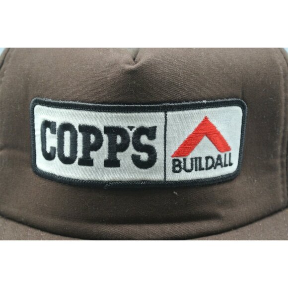 Copps Buildall Trucker Hat Cotton Snapback Athletic Headwear OS Vtg Brown White - Picture 2 of 7